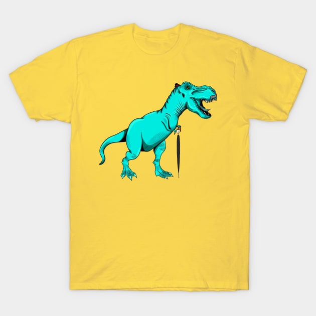 Tea Rex Teal T-Shirt by jamieroberts